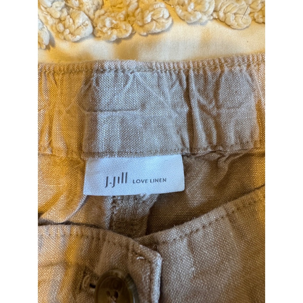 J. Jill Love Linen Tan Flax Wide Leg Crop Pants Elastic Back WPT315622 - Picture 5 of 7